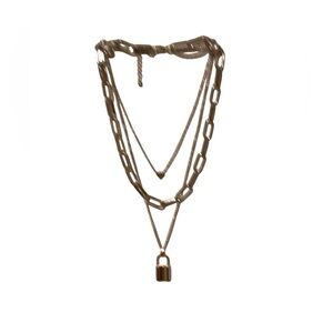 NIB Silver Padlock Necklace ,link chain and a tiny heart pendant too!